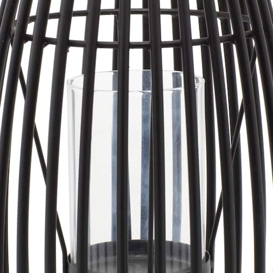 12" Iron Contemporary Candle Holder Lantern
